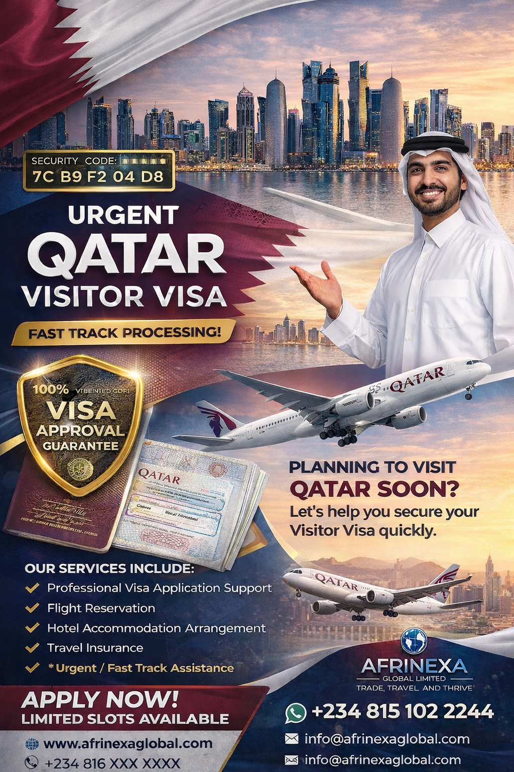 Qatar Visitor Visa – modern Doha skyline with iconic architecture